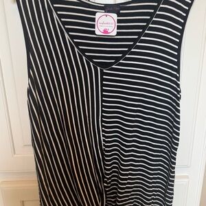 Black and White Striped Tank Top with tie